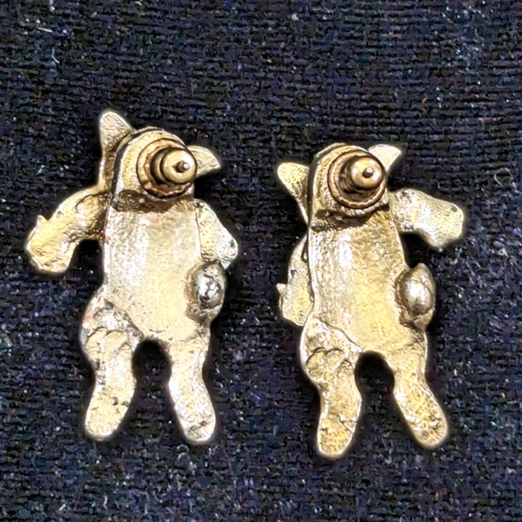 Vintage 80s Spotted Dog Puppy Earrings - Picture 3 of 3